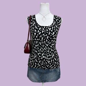lack and white polka dot vintage 90s textured tank top quirky downtown it girl